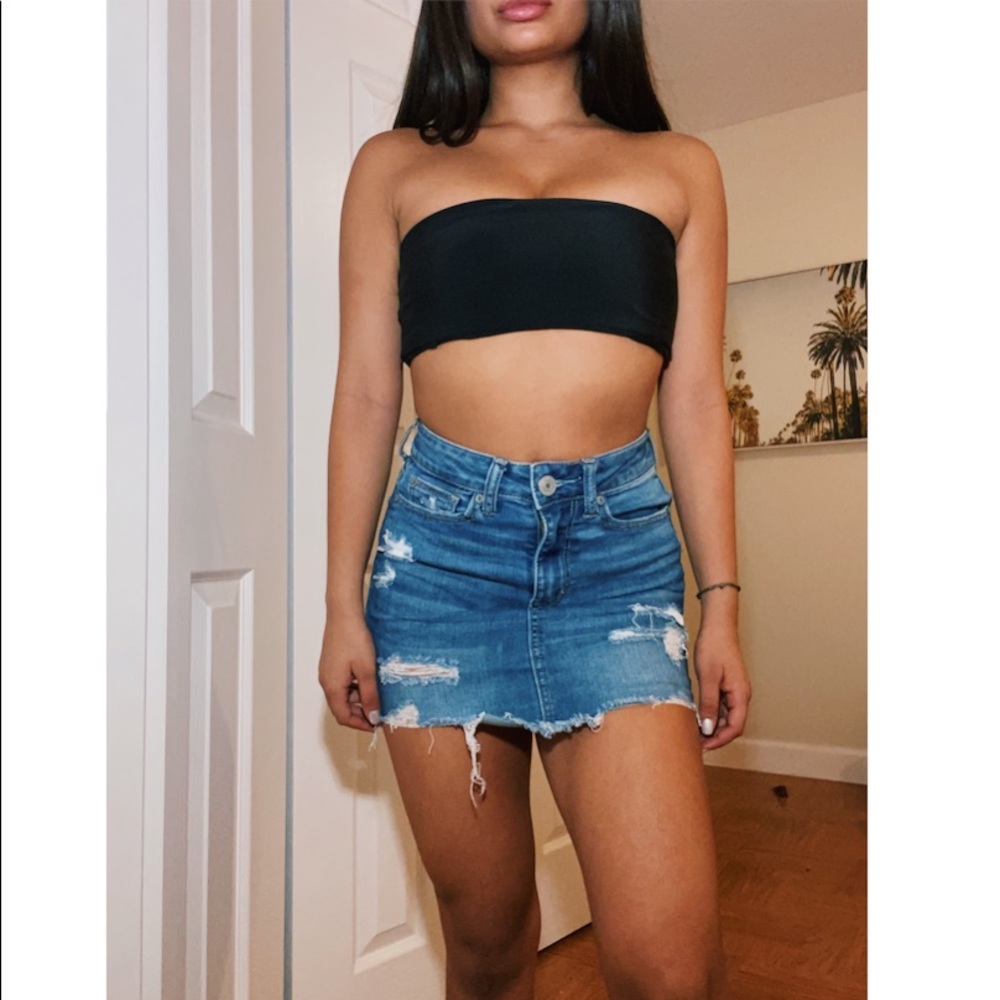 Med wash denim skirt